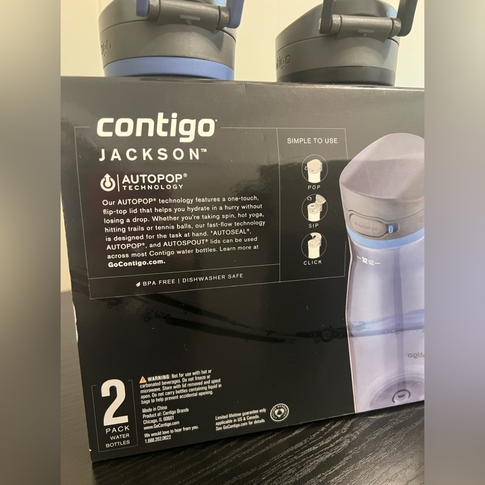 Contigo Jackson Water Bottles - Smoke and Light blue (2-Pack) - Picture 2 of 2